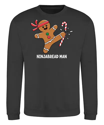 Ninjabread Man - gingerbread, ninja, candy cane, humorous, christmas, martial arts, cookies, festive, holiday, whimsical - Sweatshirt