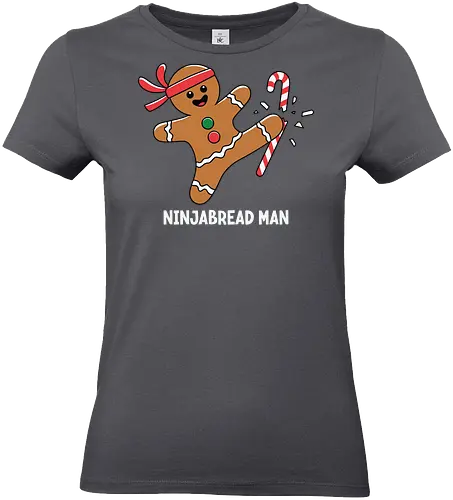 Ninjabread Man - gingerbread, ninja, candy cane, humorous, christmas, martial arts, cookies, festive, holiday, whimsical - Standard T-Shirt (Women)