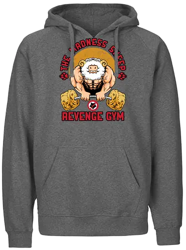 revenge gym  - gym, sport, muscle, strong, sheep, deadlift, weightlift, gymnastics, wolves, animal, parody, humor, fun, funny - Fairtrade Hoodie