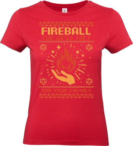 Ugly Sweater Fireball RPG  - Ugly Sweater, Holiday, Christmas, Merry Christmas, Ugly Christmas Sweater, Pixel Art, Fireball, Magical, Magic, Wizard, Sorcerer, Sorcery, Spells, Spell, Magician, Rpg, Dungeon Master, Dungeon, Pen and Paper, Dungeons And Dragons, Pen and Paper, D20, Adventure, Fantasy, gifts, gift - Standard T-Shirt (Women)