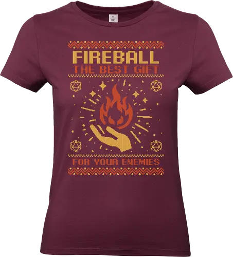 Ugly Sweater Fireball RPG  - Ugly Sweater, Holiday, Christmas, Merry Christmas, Ugly Christmas Sweater, Pixel Art, Fireball, Magical, Magic, Wizard, Sorcerer, Sorcery, Spells, Spell, Magician, Rpg, Dungeon Master, Dungeon, Pen and Paper, Dungeons And Dragons, Pen and Paper, D20, Adventure, Fantasy, gifts, gift - Standard T-Shirt (Women)