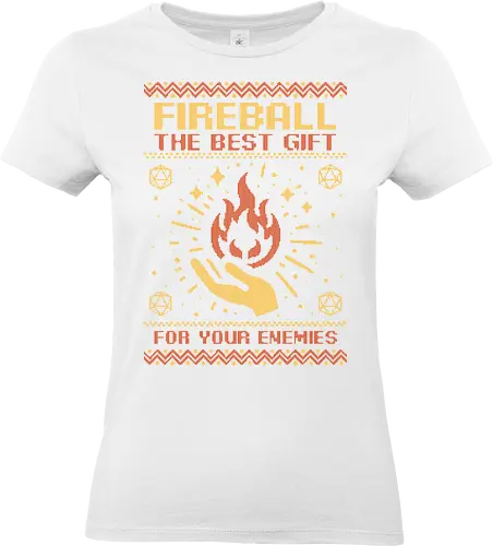 Ugly Sweater Fireball RPG  - Ugly Sweater, Holiday, Christmas, Merry Christmas, Ugly Christmas Sweater, Pixel Art, Fireball, Magical, Magic, Wizard, Sorcerer, Sorcery, Spells, Spell, Magician, Rpg, Dungeon Master, Dungeon, Pen and Paper, Dungeons And Dragons, Pen and Paper, D20, Adventure, Fantasy, gifts, gift - Standard T-Shirt (Women)