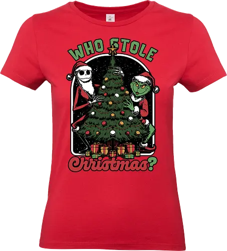 Stealing Christmas - Christmas, Christmas Vacation, Christmas Tree, Christmas Eve, Merry Christmas, Ugly Christmas Sweater, Christmas Sweater, Christmas Lights, Gifts, Gift, Movie, Holiday, Stop Motion, Skeleton, Skull, Fun, Funny, Snow - Standard T-Shirt (Women)