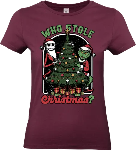 Stealing Christmas - Christmas, Christmas Vacation, Christmas Tree, Christmas Eve, Merry Christmas, Ugly Christmas Sweater, Christmas Sweater, Christmas Lights, Gifts, Gift, Movie, Holiday, Stop Motion, Skeleton, Skull, Fun, Funny, Snow - Standard T-Shirt (Women)