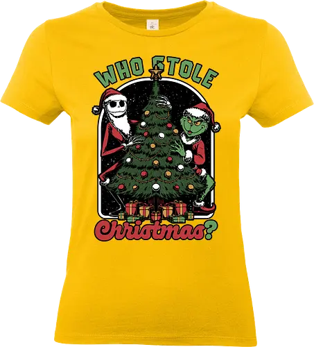 Stealing Christmas - Christmas, Christmas Vacation, Christmas Tree, Christmas Eve, Merry Christmas, Ugly Christmas Sweater, Christmas Sweater, Christmas Lights, Gifts, Gift, Movie, Holiday, Stop Motion, Skeleton, Skull, Fun, Funny, Snow - Standard T-Shirt (Women)