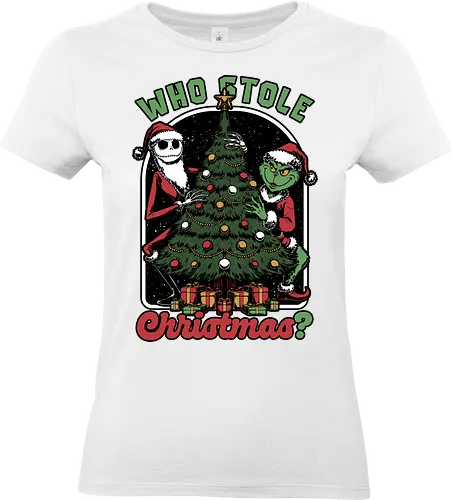 Stealing Christmas - Christmas, Christmas Vacation, Christmas Tree, Christmas Eve, Merry Christmas, Ugly Christmas Sweater, Christmas Sweater, Christmas Lights, Gifts, Gift, Movie, Holiday, Stop Motion, Skeleton, Skull, Fun, Funny, Snow - Standard T-Shirt (Women)