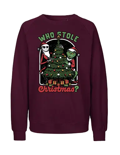 Stealing Christmas - Christmas, Christmas Vacation, Christmas Tree, Christmas Eve, Merry Christmas, Ugly Christmas Sweater, Christmas Sweater, Christmas Lights, Gifts, Gift, Movie, Holiday, Stop Motion, Skeleton, Skull, Fun, Funny, Snow - Fairtrade Sweatshirt