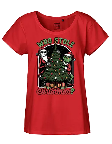 Stealing Christmas - Christmas, Christmas Vacation, Christmas Tree, Christmas Eve, Merry Christmas, Ugly Christmas Sweater, Christmas Sweater, Christmas Lights, Gifts, Gift, Movie, Holiday, Stop Motion, Skeleton, Skull, Fun, Funny, Snow - Fairtrade Girl Shirt