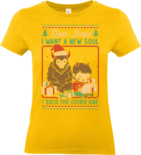 Ugly Sweater Christmas Pact - Ugly Sweater, Holiday, Christmas, Merry Christmas, Ugly Christmas Sweater, Pixel Art, demon, devil, ritual, pact, krampus, santa claus, Christmas Vacation, Christmas Eve, Christmas Sweater, Gifts, Gift - Standard T-Shirt (Women)