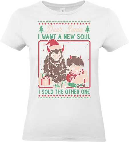 Ugly Sweater Christmas Pact - Ugly Sweater, Holiday, Christmas, Merry Christmas, Ugly Christmas Sweater, Pixel Art, demon, devil, ritual, pact, krampus, santa claus, Christmas Vacation, Christmas Eve, Christmas Sweater, Gifts, Gift - Standard T-Shirt (Women)