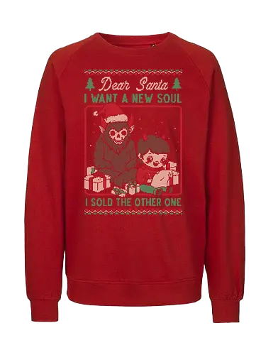 Ugly Sweater Christmas Pact - Ugly Sweater, Holiday, Christmas, Merry Christmas, Ugly Christmas Sweater, Pixel Art, demon, devil, ritual, pact, krampus, santa claus, Christmas Vacation, Christmas Eve, Christmas Sweater, Gifts, Gift - Fairtrade Sweatshirt