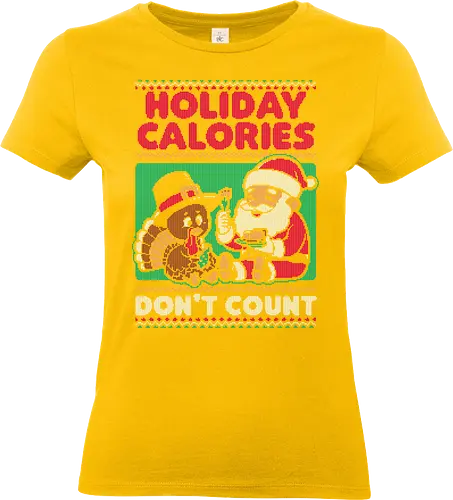 Ugly Sweater Holiday Food - Ugly Sweater, Holiday, Christmas, Merry Christmas, Ugly Christmas Sweater, Pixel Art, Turkey, Santa Claus, Thanksgiving, Pilgrim, calories, food, dinner - Standard T-Shirt (Women)