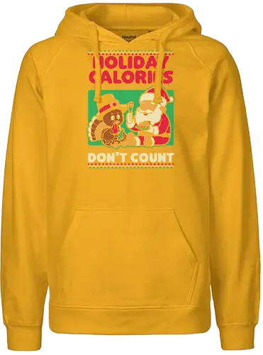 Ugly Sweater Holiday Food - Ugly Sweater, Holiday, Christmas, Merry Christmas, Ugly Christmas Sweater, Pixel Art, Turkey, Santa Claus, Thanksgiving, Pilgrim, calories, food, dinner - Fairtrade Hoodie