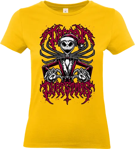 Creepy Christmas Skeleton - Halloween, Christmas Vacation, Christmas Eve, Christmas Sweater, Christmas, Band, Band Tee, Spooky, Spooky Season, Spookmas, Creepy, Holiday, Stop Motion, Movie, Classic, Animation, creepymas, creepmas - Standard T-Shirt (Women)