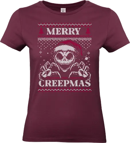 Ugly Sweater Creepy Christmas Skeleton - Halloween, Christmas Vacation, Christmas Eve, Christmas Sweater, Christmas, Spooky, Spooky Season, Spookmas, Creepy, Holiday, Stop Motion, Movie, Classic, Animation, creepymas, creepmas, Ugly Christmas Sweater, Ugly Sweater - Standard T-Shirt (Women)