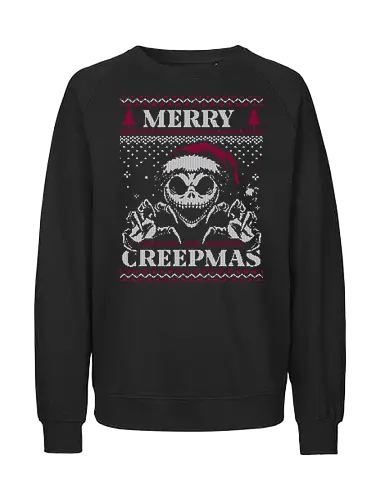 Ugly Sweater Creepy Christmas Skeleton - Halloween, Christmas Vacation, Christmas Eve, Christmas Sweater, Christmas, Spooky, Spooky Season, Spookmas, Creepy, Holiday, Stop Motion, Movie, Classic, Animation, creepymas, creepmas, Ugly Christmas Sweater, Ugly Sweater - Fairtrade Sweatshirt