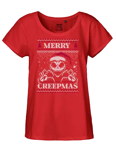 Ugly Sweater Creepy Christmas Skeleton - Halloween, Christmas Vacation, Christmas Eve, Christmas Sweater, Christmas, Spooky, Spooky Season, Spookmas, Creepy, Holiday, Stop Motion, Movie, Classic, Animation, creepymas, creepmas, Ugly Christmas Sweater, Ugly Sweater - Fairtrade Girl Shirt
