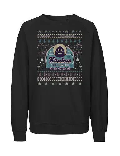 Krobus The Merchant Ugly Sweater - valley, junimos, rpg, gaming, gamer, video game, farming game, farming simulator, pelican town, farmer, stardrop, krobus, ugly christmas sweater, xmas, merry christmas - Fairtrade Sweatshirt