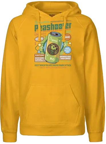 Peashooter Energy Drink - plants, zombies, garden warfare, pvz, peashooter, sunflower, potato mine, frijol, video game, gaming, gamer, zombie, crazy dave, neighborville, super brainz, dr zomboss - Fairtrade Hoodie