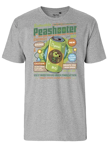 Peashooter Energy Drink - plants, zombies, garden warfare, pvz, peashooter, sunflower, potato mine, frijol, video game, gaming, gamer, zombie, crazy dave, neighborville, super brainz, dr zomboss - Fairtrade T-Shirt