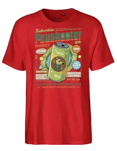 Peashooter Energy Drink - plants, zombies, garden warfare, pvz, peashooter, sunflower, potato mine, frijol, video game, gaming, gamer, zombie, crazy dave, neighborville, super brainz, dr zomboss - Fairtrade T-Shirt