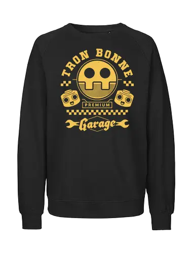 Tron Bonne Garage - mega, frank west, tron bonne, zombrex, servbot, video game, gaming, gamer, survival horror, willamette parkview mall, biohazard, megaman, garage - Fairtrade Sweatshirt