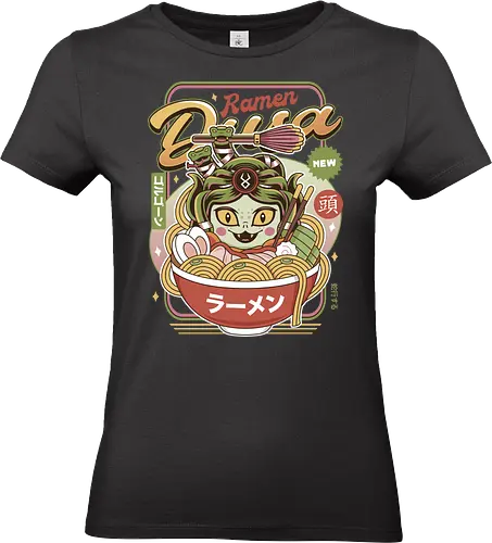 Dusa Vintage Ramen - hades, zagreus, zeus, dusa, medusa, zagreus sword, melinoe, cerberus, theseus, ramen, video games, gaming, gamer - Standard T-Shirt (Women)