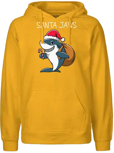 Santa Jaws - shark, santa, christmas, candy cane, sack, festive, humor, holiday, pun, hat - Fairtrade Hoodie
