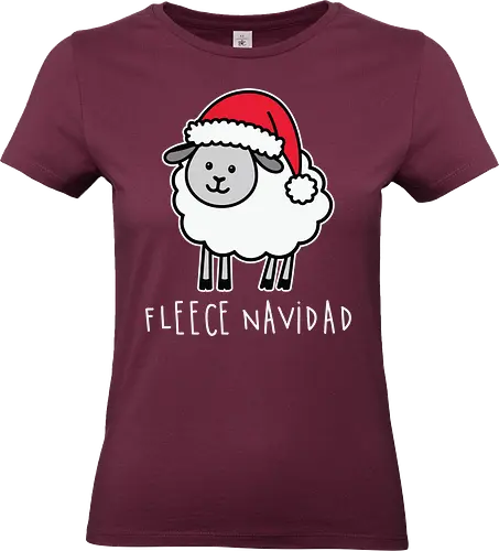 Fleece Navidad - sheep, santa hat, christmas, humor, festive, pun, holiday spirit, cute, playful - Standard T-Shirt (Women)