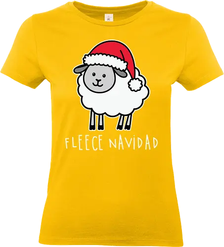 Fleece Navidad - sheep, santa hat, christmas, humor, festive, pun, holiday spirit, cute, playful - Standard T-Shirt (Women)