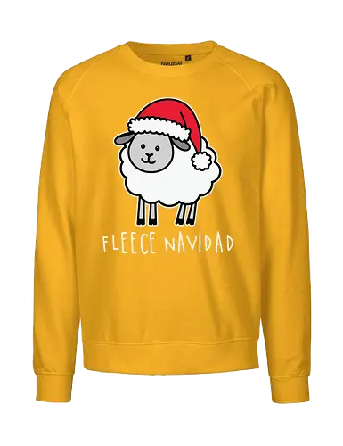 Fleece Navidad - sheep, santa hat, christmas, humor, festive, pun, holiday spirit, cute, playful - Fairtrade Sweatshirt
