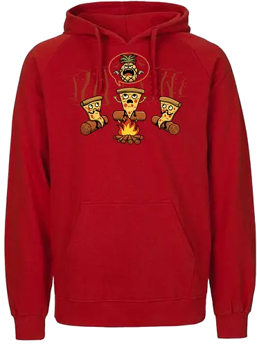 Pizza's Nightmare - pizza, food, pineapple, ananas, camping, camp fire, outdoors, funny, italy - Fairtrade Hoodie