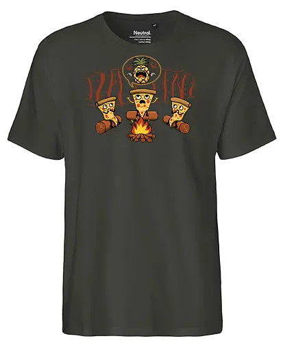 Pizza's Nightmare - pizza, food, pineapple, ananas, camping, camp fire, outdoors, funny, italy - Fairtrade T-Shirt