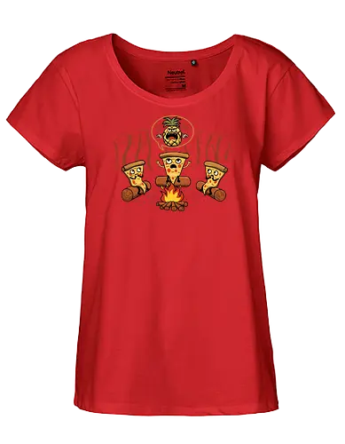 Pizza's Nightmare - pizza, food, pineapple, ananas, camping, camp fire, outdoors, funny, italy - Fairtrade Girl Shirt
