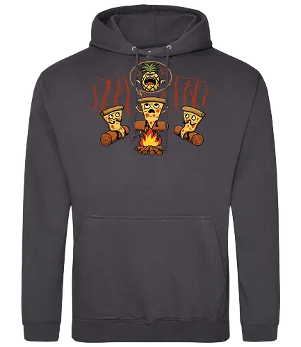 Pizza's Nightmare - pizza, food, pineapple, ananas, camping, camp fire, outdoors, funny, italy - Standard Hoodie