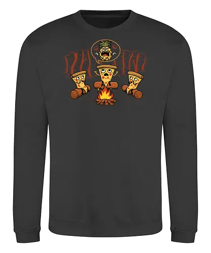Pizza's Nightmare - pizza, food, pineapple, ananas, camping, camp fire, outdoors, funny, italy - Sweatshirt