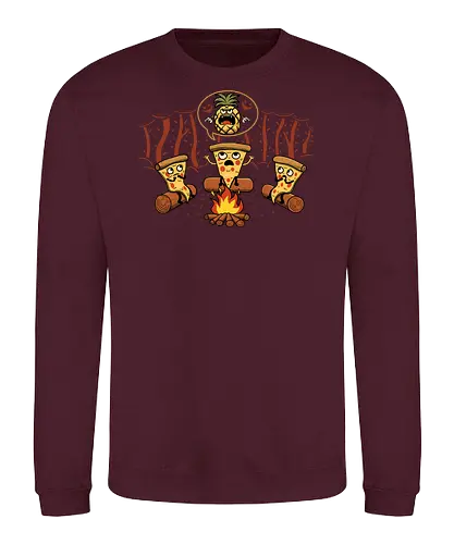 Pizza's Nightmare - pizza, food, pineapple, ananas, camping, camp fire, outdoors, funny, italy - Sweatshirt