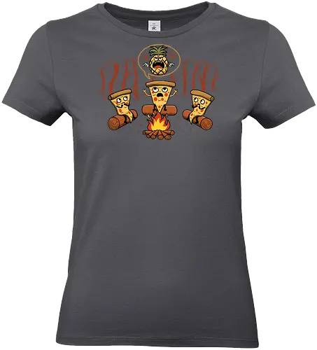 Pizza's Nightmare - pizza, food, pineapple, ananas, camping, camp fire, outdoors, funny, italy - Standard T-Shirt (Women)