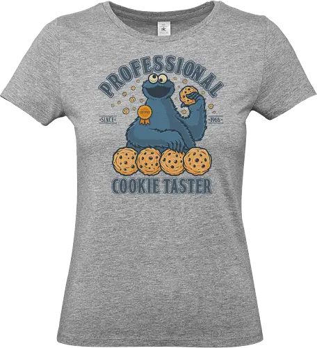 Professional Cookie Taster - cookie, monster, funny, food, foodie, blue, puppet, kids, eating - Standard T-Shirt (Women)