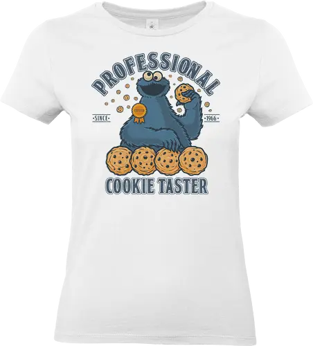 Professional Cookie Taster - cookie, monster, funny, food, foodie, blue, puppet, kids, eating - Standard T-Shirt (Women)