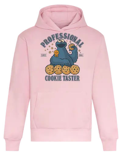 Professional Cookie Taster - cookie, monster, funny, food, foodie, blue, puppet, kids, eating - Heavyweight Hoodie