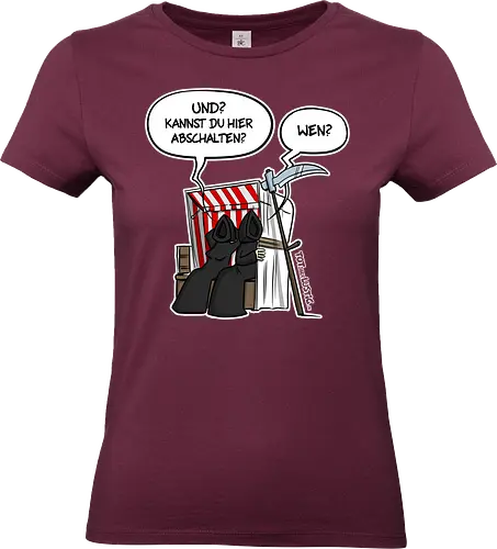 Abschalten - Tod, Sense, Urlaub, Strandkorb, Abschalten, Totaberlustig, Cartoon - Standard T-Shirt (Women)