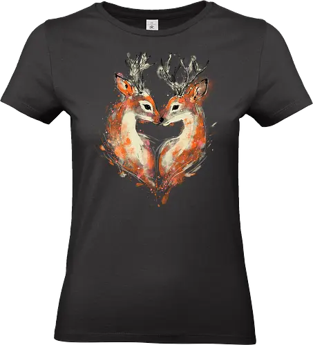 Deers in love - deers, love, heart, cute, animal, animal lovers, nature, romanve, romantic - Standard T-Shirt (Women)