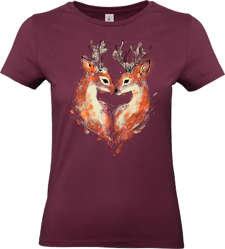 Deers in love - deers, love, heart, cute, animal, animal lovers, nature, romanve, romantic - Standard T-Shirt (Women)