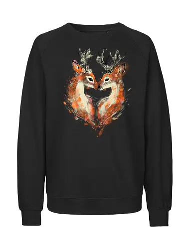 Deers in love - deers, love, heart, cute, animal, animal lovers, nature, romanve, romantic - Fairtrade Sweatshirt