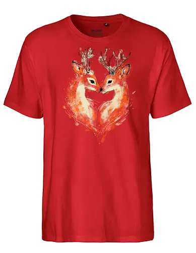 Deers in love - deers, love, heart, cute, animal, animal lovers, nature, romanve, romantic - Fairtrade T-Shirt