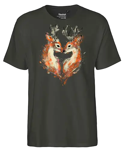 Deers in love - deers, love, heart, cute, animal, animal lovers, nature, romanve, romantic - Fairtrade T-Shirt