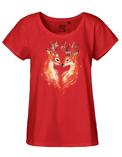 Deers in love - deers, love, heart, cute, animal, animal lovers, nature, romanve, romantic - Fairtrade Girl Shirt