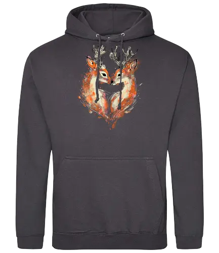 Deers in love - deers, love, heart, cute, animal, animal lovers, nature, romanve, romantic - Standard Hoodie