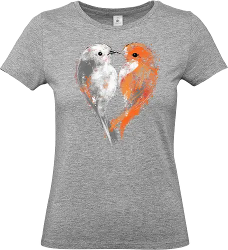 Love birds - birds, love, heart, watercolor, painting, nature, cute, romancenromantic - Standard T-Shirt (Women)
